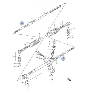 Terminal axial cremallera dirección INDIA